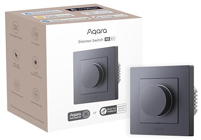 Aqara Dimmschalter H2 EU - Thread/Zigbee Protokoll, 2-in-1 Neutral, 1 Fach 1 Weg, 200 W, für Dimmbare LED/CFL/Glühlampen/Halogen/ELV-Lampen, Unterstützt Apple Home, Alexa, Google Home, Matter (Grau)