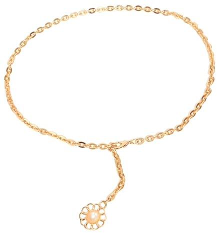 TAIZER Cinturones Cadena de Metal Moda Cinturón Cadenas Para Mujer Cinturón Cintura Brillante Anillo De Metal Vintage Cadena De Cintura Dorado Hebilla Ajustable Cinturón De Vestir Cadena De Cuerpo