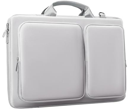 Laptop-axelväska – kontorsväska, affärsresor, professionella tillbehör | robust laptopväska för arbete och resor, snygg, lätt design, messengerväska för affärsmän, grå, Siehe Beschreibung