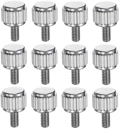 QUARKZMAN 12 viti per pollice zigrinate, M2,5 x 5 mm, in acciaio inox, viti di sicurezza con testa piatta rotonda per accessori per strumenti di misurazione scorrevoli, colore argento