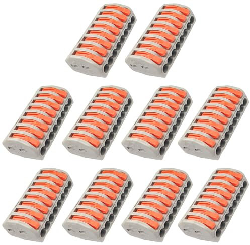10 Connecteurs Électriques - Raccord Fil Électrique 8 ports, Bornes de Connexion Sécurisées pour Installations Électriques