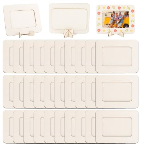 LOPYXBR 30PCS Wooden Frames for Craft, DIY Wooden Photo Frame 16.5x13.5cm, Paint Your Own Picture Frame Kit, Rectangular Frame for Gift DIY Paint Decorate