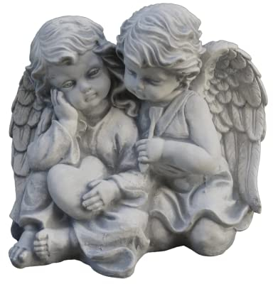 gartendekoparadies.de Figure de Pierre Massive Couple d’Anges Pierre Ange en Pierre reconstituée, résistant au Gel
