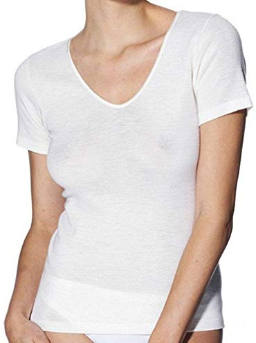 RAGNO Maglia Intima Canottiera Lana Merino Seta Manica Corta (Bianco, 4-M)
