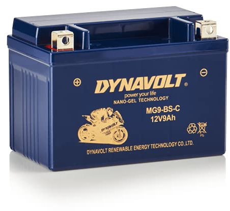 DYNAVOLT - NANO-GEL MG9-BS-C Motorradbatterie 12V 9Ah 260A. Ersetzt YTX9-BS. Maße: 150x86x105mm. Wartungsfreie Motorradbatterien mit Nano-Gel-Technologie. Ideal für Rennmotorräder