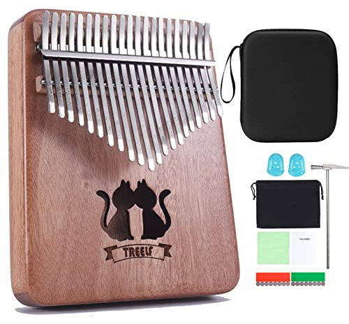 TREELF Kalimba 21 Keys Thumb Piano Mbira Finger Piano Gifts for Children and Adults Beginners (Wood Colour)
