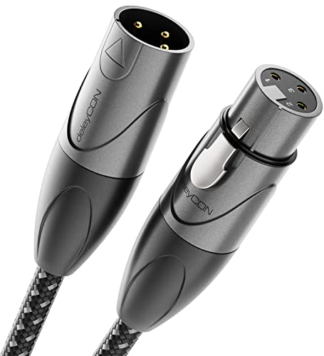 deleyCON 20m Mikrofonkabel XLR Stecker auf XLR Busche (Studio Qualität, OFC Kupfer) - für Mikrofone, Verstärker, Mischpult, Aufnahmestudio, Lautsprecher, Aktivlautsprecher - 3 Polig