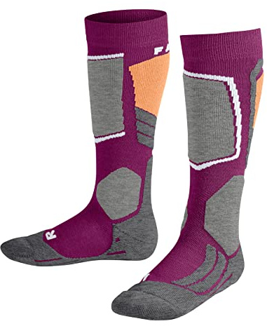 FALKE unisex - barn Skidstrumpor SK2 Intermediate K Kh ull funktionsmaterial varm tjock 1 par, Lila Radiant Orchid 8692, 31-34