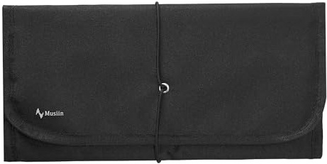 Musiin Guitar Accessory Organizer Bag, Foldable Easy Access Pockets Case, Picks, Strap, Capo, Strings Holder Storage (Black)