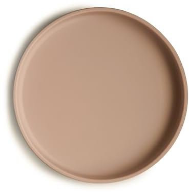 Mushie Classic Silicone Non-Slip Suction Plate for Babies & Toddlers | Food Grade Silicone | Dishwasher & Microwave Safe (Natural)