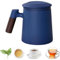 Juego de Taza Infusiones con Tapa y Filtro, Taza Te, Taza de Té Grande, 400ml, Juego de Tazas de Té de Cerámica con Mango de Madera para Evitar Quemaduras, Taza de Té para Regalos, Hecha a Mano
