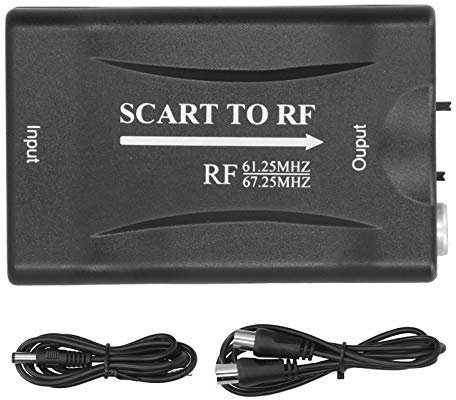 SCART zu RF Videoadapter, 67.25 MHz 61.25 MHz TV Box Ausgangskonverter PAL kompatibel Signal Konverter für Konsolen DVD Player