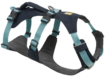 Ruffwear Flagline Hundegeschirr mit Griff, Lleichtes, Verstellbares Gehgeschirr, 3 Leinenbefestigungspunkte, verstärktes Gurtband und starker V-Ring aus Metall Basalt Grey Medium