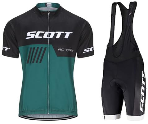 Petorenk Set Abbigliamento Ciclismo Uomo Estivo - Elegante e Funzionale Body da Ciclismo Con Pantaloncini Imbottiti in Gel 19D Traspirante e Ad Asciugatura Rapida (XL, Verde)