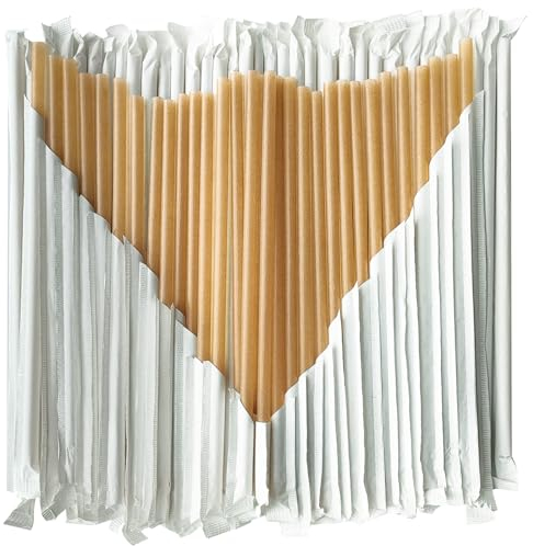 SHAUMN Wrapped Biodegradable Sugarcane Straws 8 Inch Compostable Smoothie Straws 150 pcs Eco-Friendly Disposable Drinking Straws Plasticless for Home Restaurant Beach Parties Not Foggy, XMBSS8317