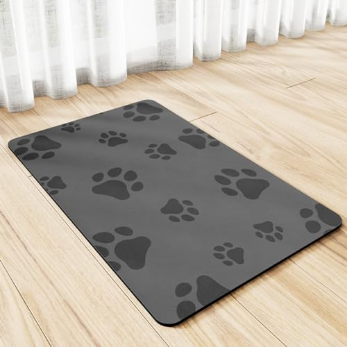 Pet Feeding Mat, Dog Cat Food Bowl Mat, Absorbent Non-slip Diatomite Dog Water Bowl Mat Super Absorbent Quick Drying Pet Food Mat to Prevent Water Spills(Grey,35 * 50cm)