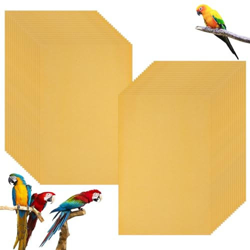 MUXHEL 50 Pcs Gravel Liner Paper for Bird Cage, 11 x 17 Bird Cage Liner, Easy Clean Pet Grinding Sandpaper for Bird Cage