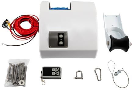 Begoniape Guindeau électrique 12 V pour eau salée avec treuil et télécommande - Treuil marin jusqu'à 25 LBS - Pour tous les bateaux avec ancre de 9 kg