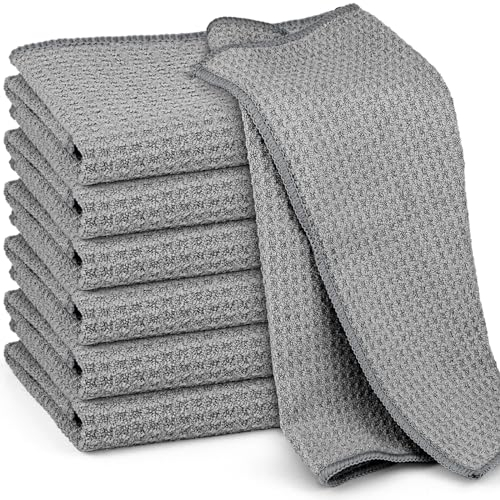 Ekedalen 6X Spültücher Spüllappen Waschbar, Barista Tücher Waffeltücher, Mikrofaser Abwaschlappen Küche, Putzlappen Bad Lappen zum Putzen, Microfasertücher 30x30cm, Grau