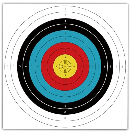 longbowmaker 20 Blatt Bogenschießen Zielscheiben Auflagen 60cm*60cm Internationaler Standard 10 Ring Papier-Scheibenauflagen