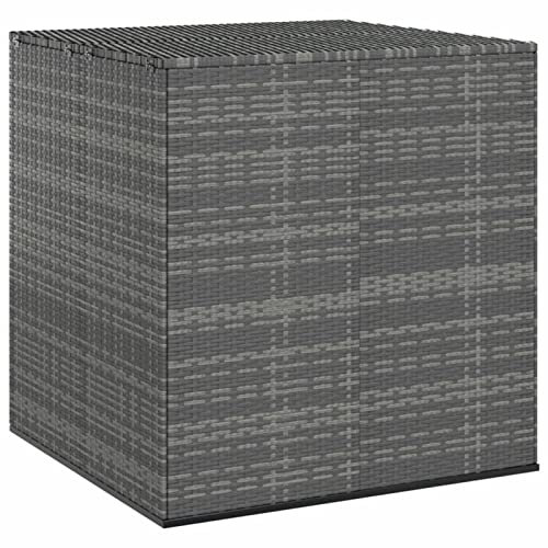 LAPOOH Baúl de Cojines para jardín, Arcon Exterior, Arcones para Patio, Baul Almacenamiento Exterior, Baúl para Terraza, de ratán PE Gris 100x97,5x104 cm