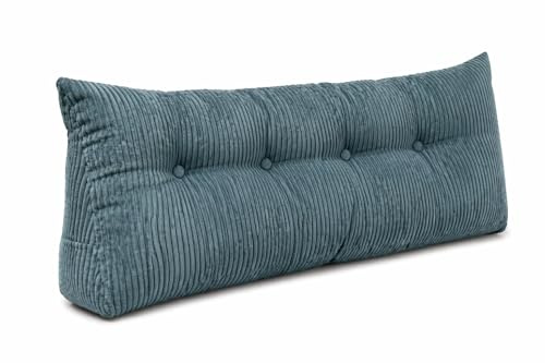 chilly pilley® Cojín De Apoyo Cojín De Respaldo De Pana Cojín De Lectura Cojín De Cama Cojín De Pared Cojín De Cuña Cojín De Apoyo A La Cama Muchos Colores 140x50x20 (Turquesa)