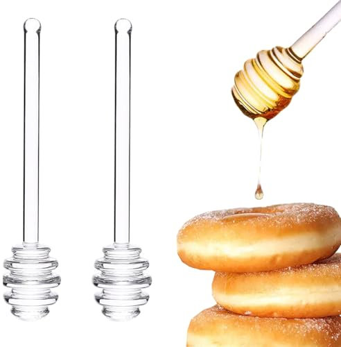 XineYuor Cucchiaio per Miele,2PCS Cucchiaini Bastoncini Miele Vetro Spargimiele per Vaso di Miele Jar Ringraziamento Matrimonio Battesimo