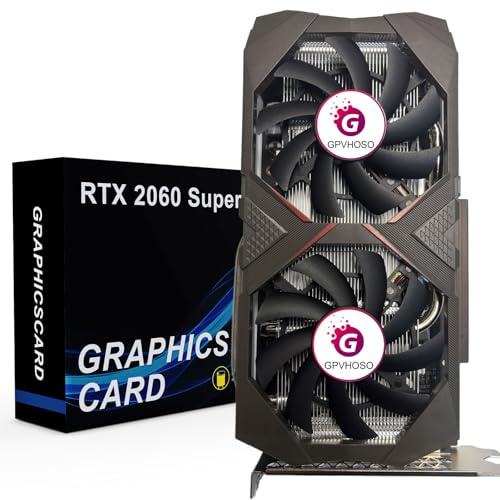 GPVHOSO RTX 2060 8GB Super Graphics Card 256Bit GDDR6 Video Card with Ray Tracing, Dual Fans, PCI Express x 16 3.0 HDMI Display Port DVI, Supports Up to 8K for PC Gaming Office Creative Work