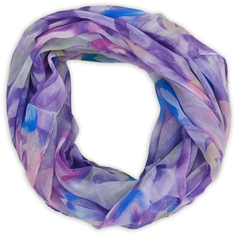 styleBREAKER écharpe boucle femme avec motif coeur au pinceau | écharpe tube légère | foulard doux en viscose pour le printemps et l'été 79 x 49 cm, couleur:Violet