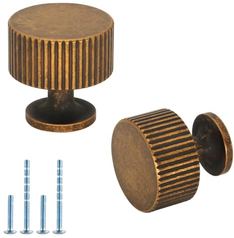 Abtopia 12 Pack Solid Vintage Antique Brass Cabinet Knobs Dresser Knobs, Drawer Pulls for Cabinets, Bathroom, Cupboard, Kitchen Hardware