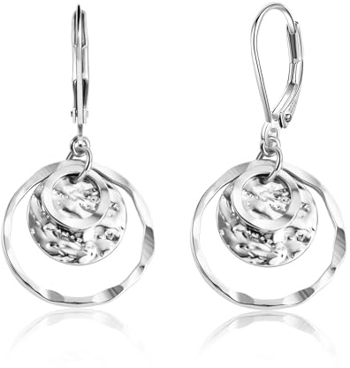 ALEXCRAFT Ohrringe Silber 925 Hängend Lang Post Silver Earrings Boho Silber Ohrringe Damen 925 Hängend Dangle Damen Ohrhänger Lang Silber Elegant Vintage Gehämmert Leaveback