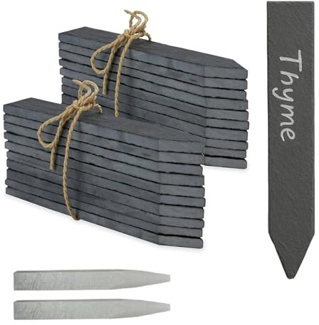 Slate Garden Markers & Chalk - Set of 20 | Reusable Plant Labels | Herb & Vegetable Markers for Garden | Plant Stakes | Greenhouse Accessories | Outdoor Chalkboard