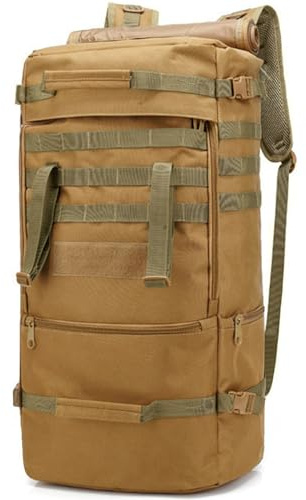 OUUTMEE 60L Military Tactical Backpack, Large Capacity Army Assault Molle Rucksack for Men & Women, Hunting Daypack 3 Day Bug Out Bag Laptop Bag for Outdoor Sports/Camping/Hiking(Khaki)