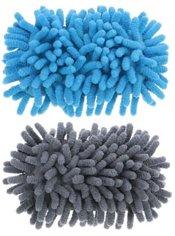 Mikikit 2pcs Microfiber Whiteboard Eraser and Chalkboard Wiper Set, Dry Erase Markers Eraser for Office and School, Blue and Grey Chenille Cleaning Sponge for Presentation Boards