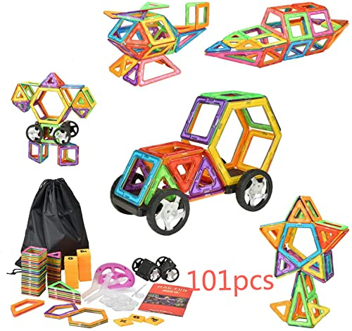 elander Lot briques] magnétique [101 – Blocs de construction briques magnétique DIY 3D Université d'Éducation jouets kindertag cadeau d'anniversaire pour enfants – Idée Cadeau de Noël Jouet