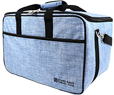 Board Game Bag - Fits 7 Standard-Sized Boxes - Carry With Backpack/Shoulder Strap/Luggage Slip - Padded For Protection - Duffle Bag For Travel Or Game Night - Pocket For Accessories (Sky Blue)