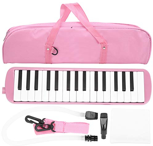 Melodica Set, 32 Tasten Wind Pianica Melodicas Klavierstil Tragbar mit Tragetasche Geeignet für Erwachsene Kinder Anfänger üben(Rosa) Blasinstrument