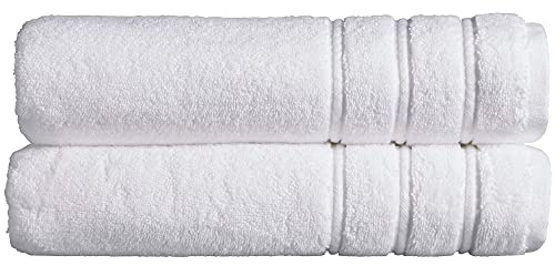Christy Antalya Large Bath Sheets | Set of 2 | 100% Turkish Cotton | 600GSM | Soft Plush Luxury Bath Towels | 90cm x 150cm | Quick Dry | White