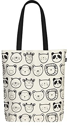 Eco Right - Bolso de algodón orgánico para mujer, bolsa de lona reutilizable para compras de comestibles, viajes, playa | Regalos ecológicos para mujeres, pequeña bolsa de libro para niñas