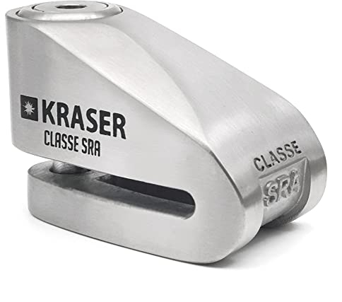 KRASER KR110S Bloccadisco Moto Omologato SRA, Doppia Chiusura ø10mm Blocco Freno Serratura Alta Sicurezza, Morsetto Blocca Ruota Scooter, Bicicletta Elettrica, Cavo Promemoria, Antifurto Motocicletta