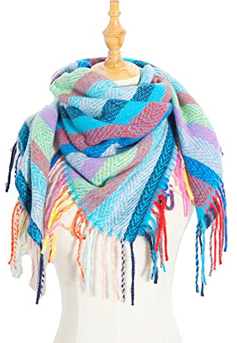 Damen Schal Winter Strickschal,MoreChioce Elegant Dreieckstuch Warm Herbstschal Feinstrick Halstuch Cape Umschlagtuch,Bunt #E