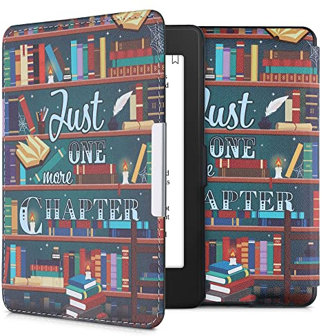 kwmobile Schutzhülle für Amazon Kindle Paperwhite Hülle - eReader Flip Case mit Auto Sleep Funktion - Bibliothek Motto mit Mehrfarbig