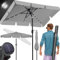KESSER® Sonnenschirm Balkonschirm Rechteckig LED Solar mit Kurbel Inkl. 2in1 Schutzhülle, Gartenschirm, Schirm 205 × 125cm für Balkon Garten & Terrasse verstellbar knickbar Hellgrau
