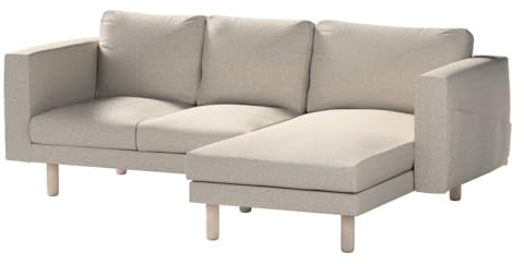 Dekoria Ersättning för överdrag för Norsborg, 3-sitsig soffa med Recamiere-soffa, lämplig för modell Nikkala, grå-beige