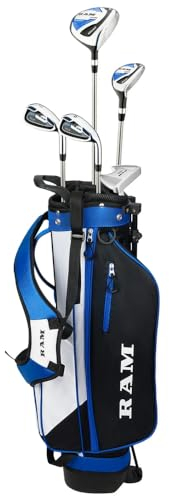 Ram Golf SDX Junior Boys Golf Clubs Set with Bag (Blue, 9-12 Years, Right)