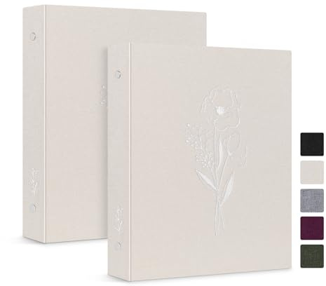 Lanpn Ringbuch Basic DIN A5 2 Stück, Leineneinband Ringbuch Ordner A5 mit 6 Ringe 1,9 cm runde Ringe hält A5 Papier für Zuhause Büro Schule Journaling Sammlungen (Beige)