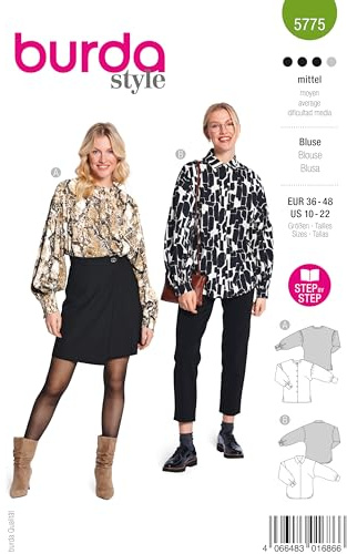 burda style Schnittmuster Damen Langarm Hemd-Bluse Gr. 36-48