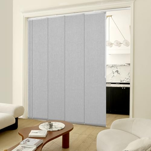 Heefen Adjustable Panel Track Blinds Manual Blackout Vertical Blinds for Sliding Door (Blackout - Light Grey, 133 W x 102 H)