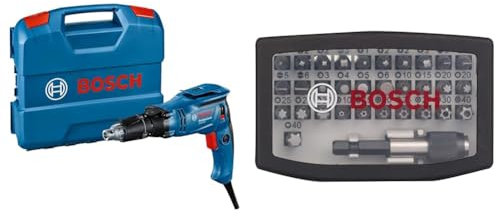 Bosch Professional visseuse plaquiste GTB 6-50 (régime à vide 5 000 tr/min, puissance 650 W, pour vis jusqu’à 6 mm de diamètre, dans L-Case) + Assortiment d'embouts de vissage de 32 pièces