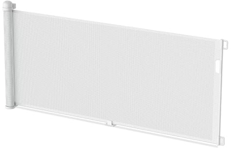 LZQ Dörrskyddsställ, trappskyddsställ, rulle för spädbarn och husdjur, 0–300 cm, 87 cm hög spärrstängningsgrind, lämplig för trappor/dörrar/inomhus och utomhus, vit